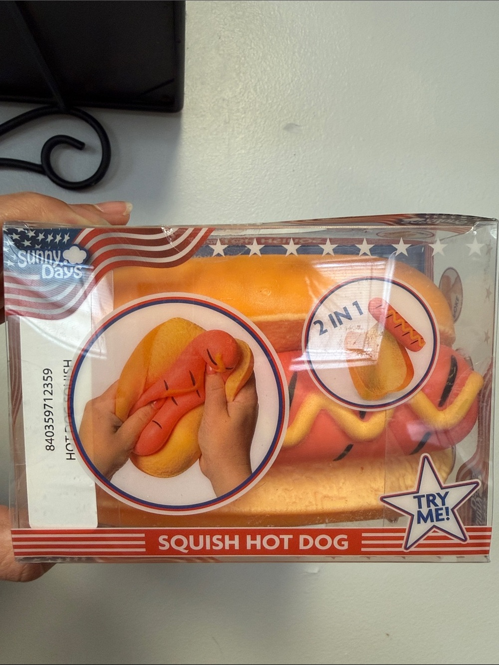 Orange Squish Hot Dog Toy - 2-in-1 Squeeze Fun